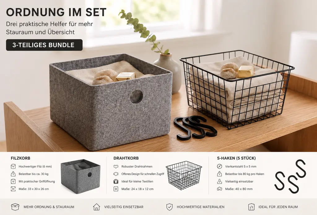 Ordnung im Set – Stilvolles Home-Organisation Bundle für mehr Stauraum und Übersicht