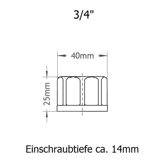 Kappe 3/4 Zoll Skizze