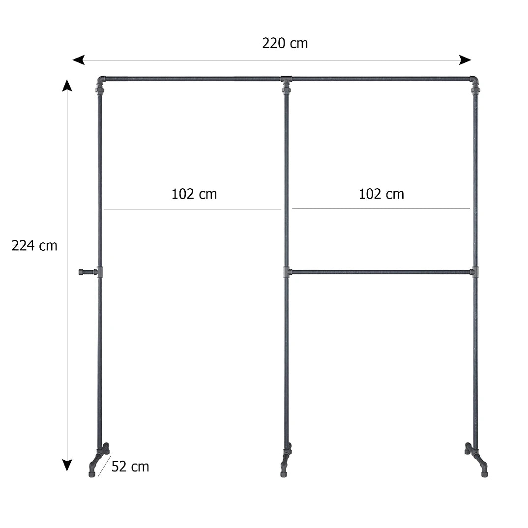 Ben freistehende Kleiderstange mit Höhe 224cm, Breite 220cm und Tiefe 52cm