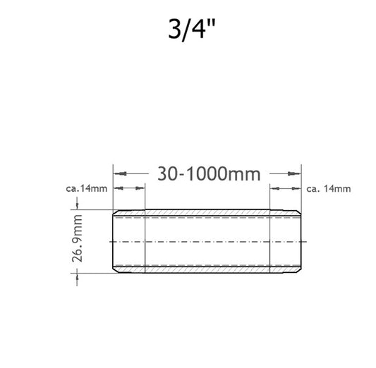 Rohrdoppelnippel Skizze