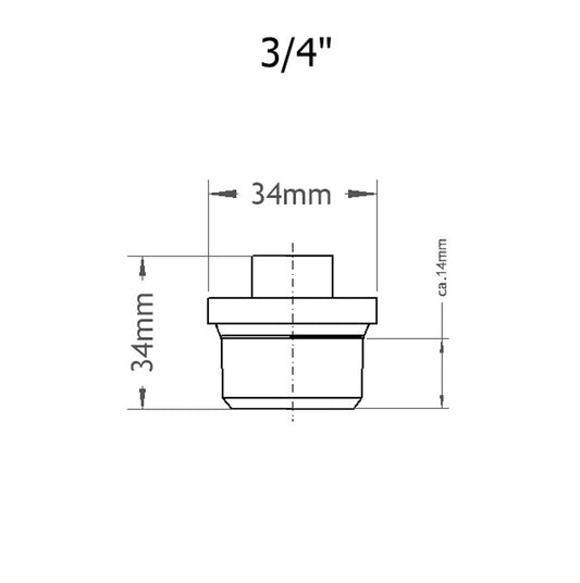 Stopfen 3/4 Zoll Skizze