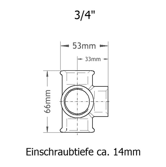 T-Verteiler 3/4 Zoll Skizze
