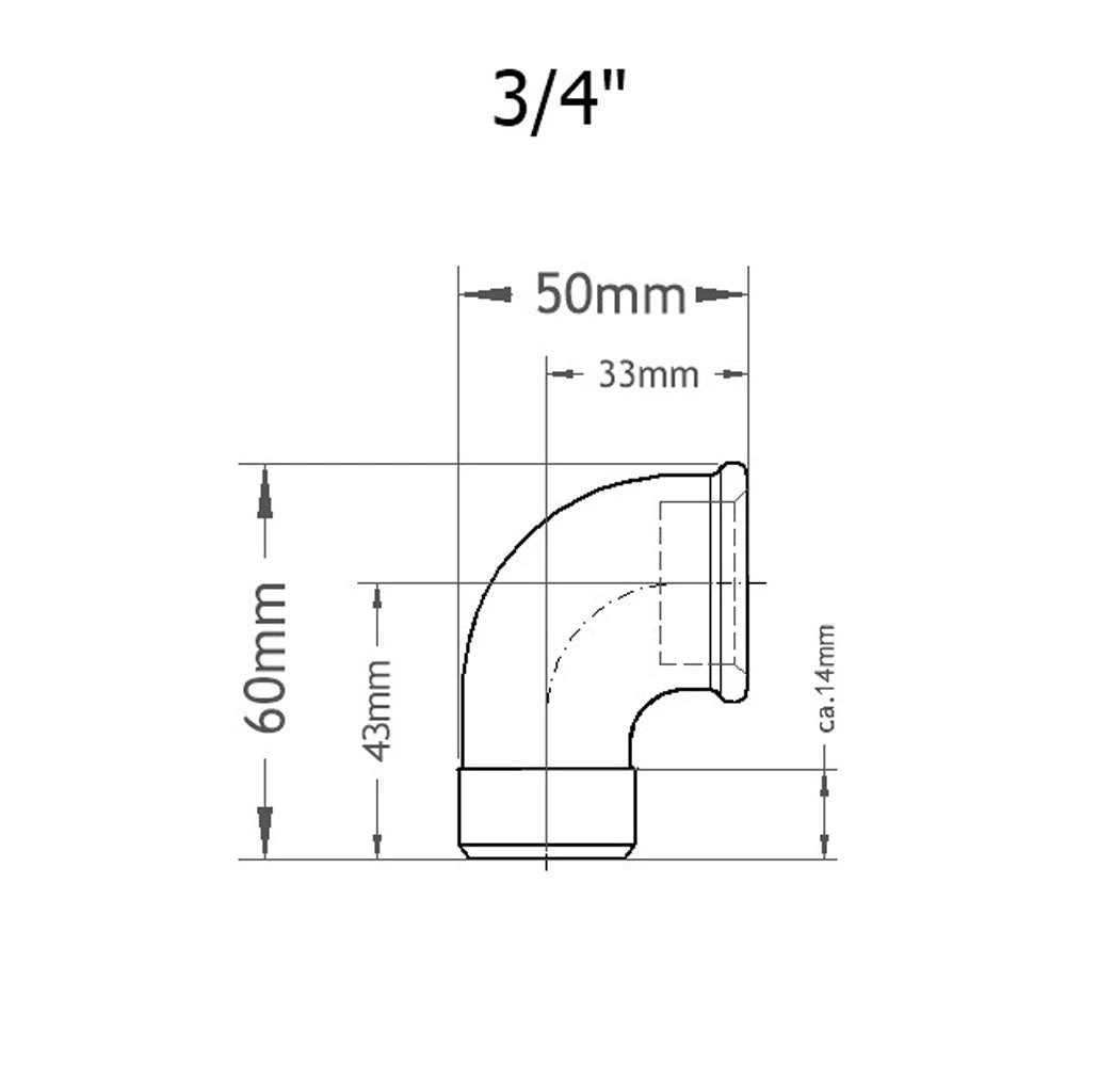Winkel 3/4 Zoll Skizze