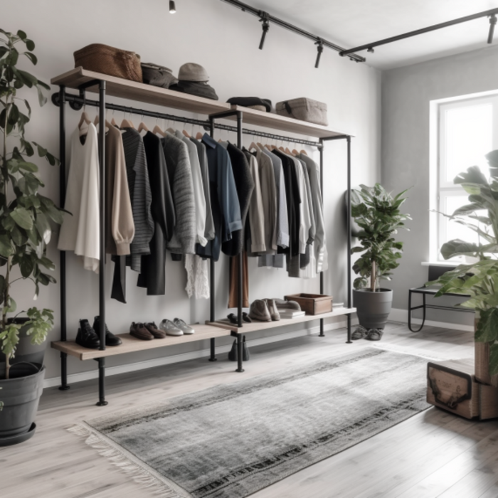 Zwarte metalen buisrekken voor kleding: een trendy en duurzame oplossing voor jouw garderobe