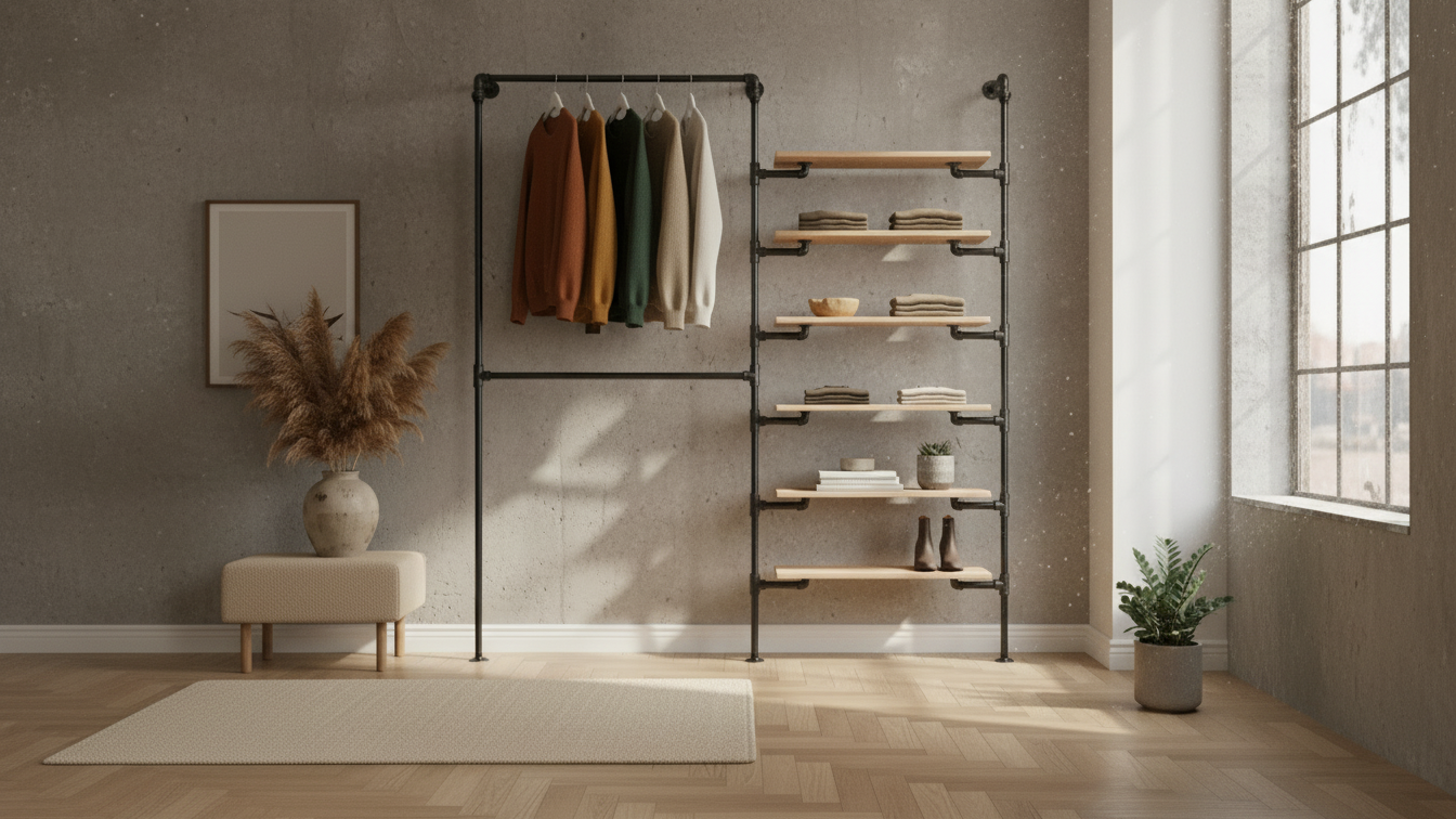 DIY-Trend 2025 Kleiderstange aus Rohren selber bauen: Industrial Style für deine Garderobe