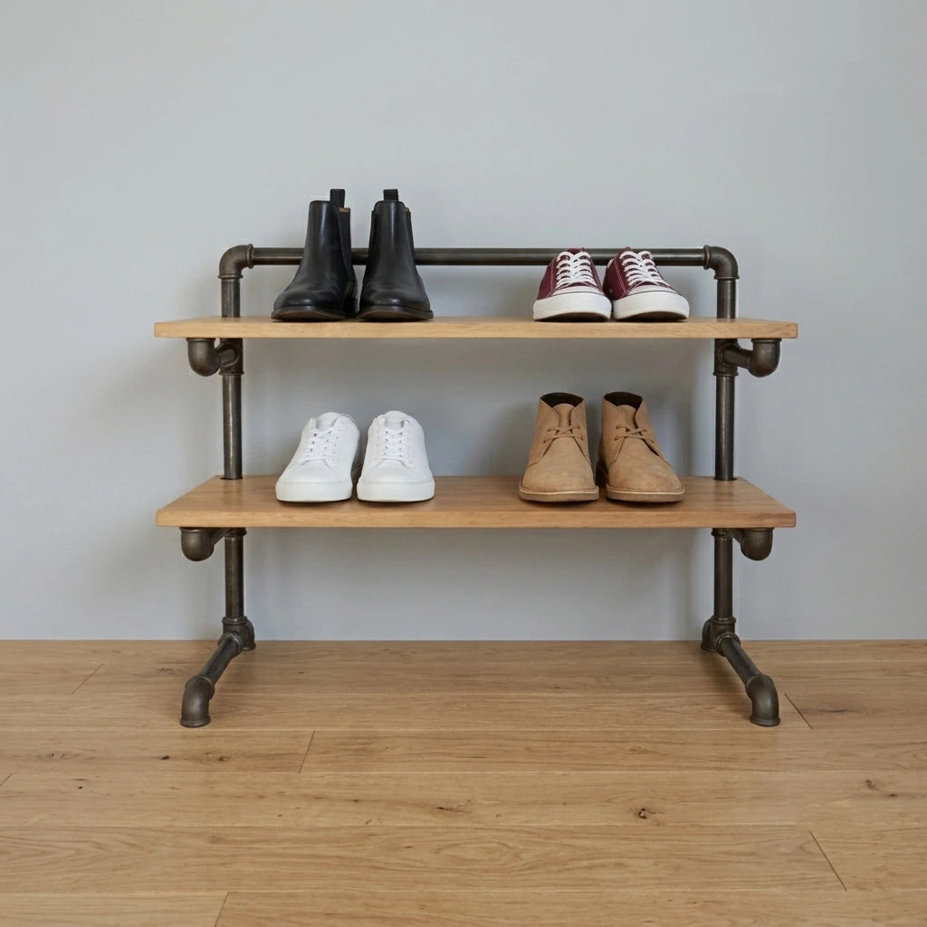 Bodo mit Schuhen versehen vor grauer Wand