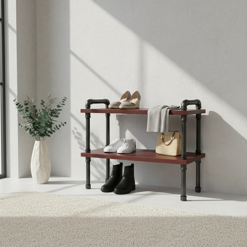 urb.style Bruno im Wohnzimmer/ Schlafzimmer gefüllt mit Schuhen und Deko.