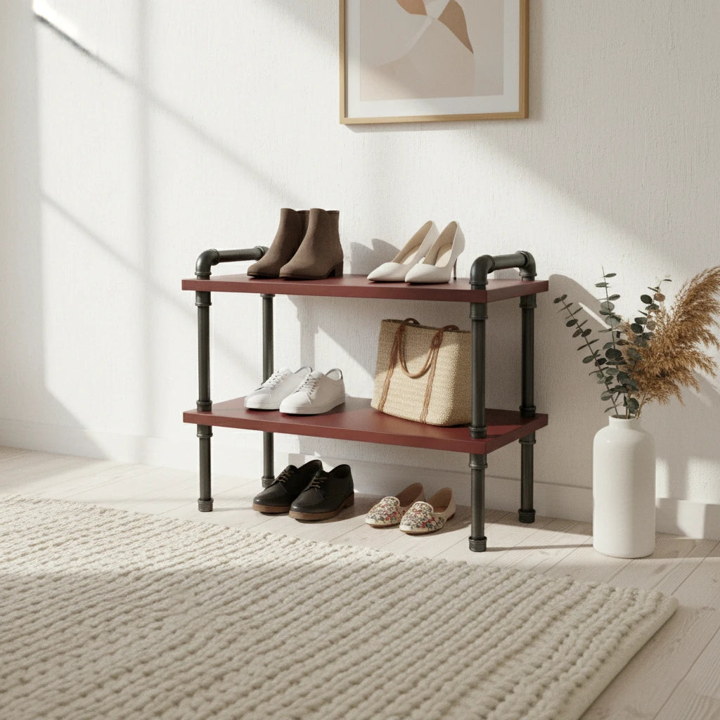 urb.style Bruno im Wohnzimmer/ Schlafzimmer gefüllt mit Schuhen und Deko.