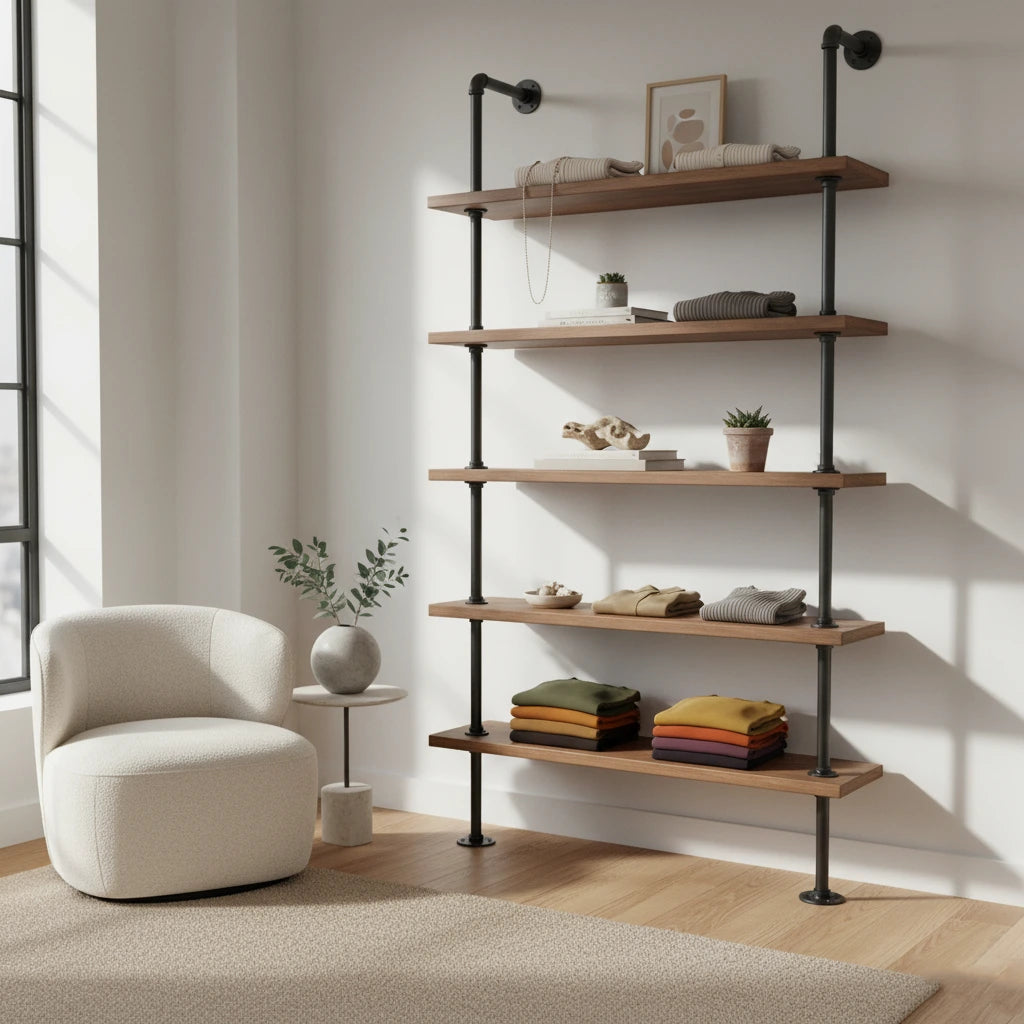 urb.style Karl im Wohnzimmer/ Schlafzimmer gefüllt mit Kleidung und Deko.