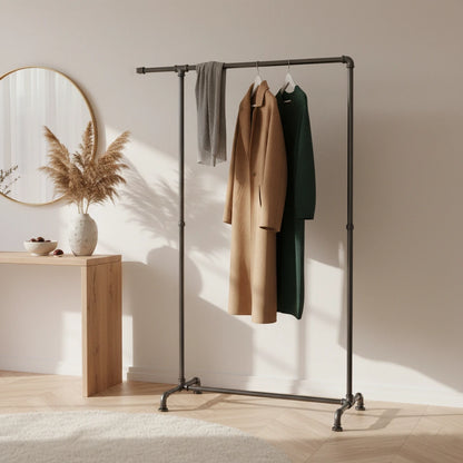 urb.style Martha freistehender Kleiderständer im vintage Stil Ständer aus Rohren behangen mit Kleidung