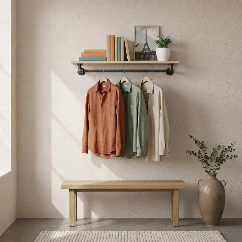 SILLY Elegant Wall Shelf with Clothing Rail