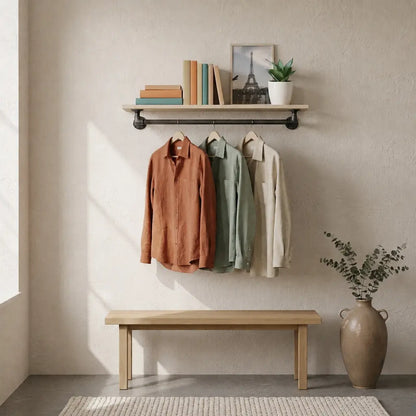SILLY Elegant Wall Shelf with Clothing Rail