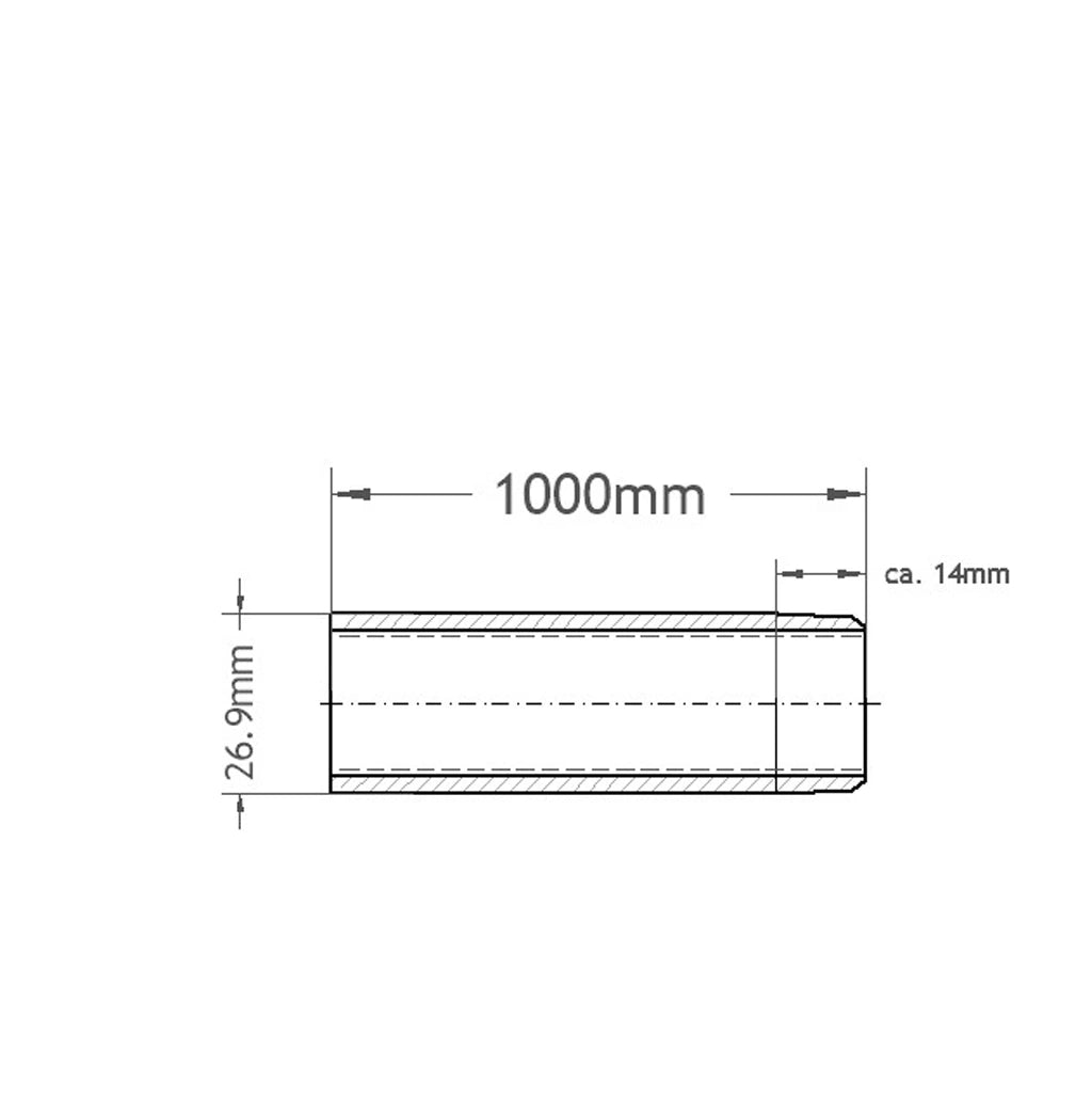 Anschweissnippel Skizze mit 1000mm Breite und 26.9mm Höhe