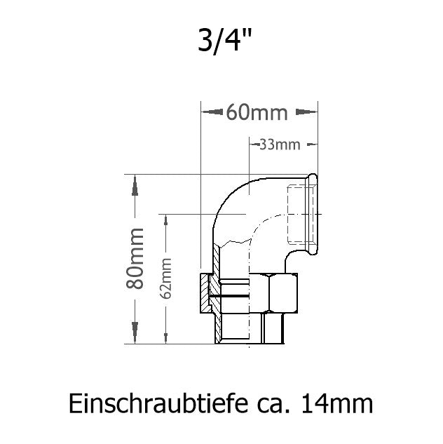 Winkelberschraubung 3/4 Zoll