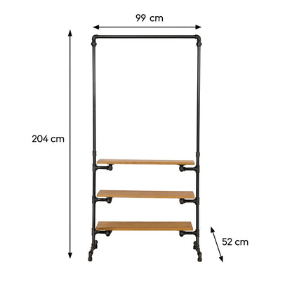 Svenja Skizze mit den Maßen Höhe gleich 204cm, Breite gleich 99cm und Tiefe gleich 52cm.