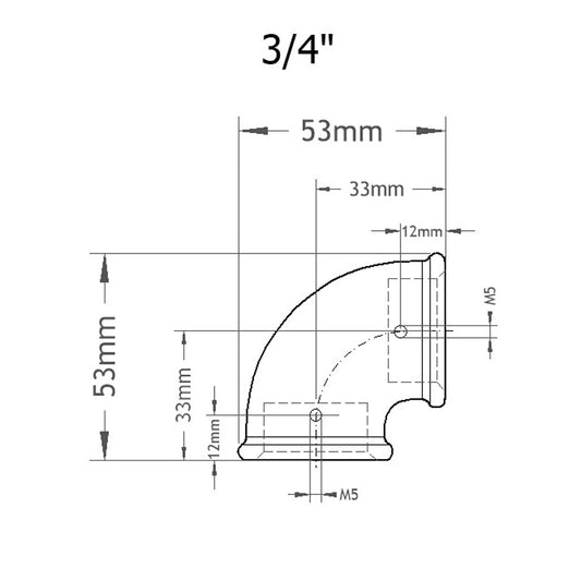 Winkel mit zwei Madenschrauben Skizze