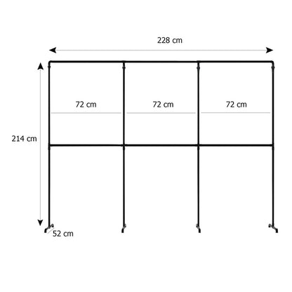 Skizze urb.style Max freihstehende Kleiderstange mit drei Feldern mit Höhe 214 cm und Breite 228 cm