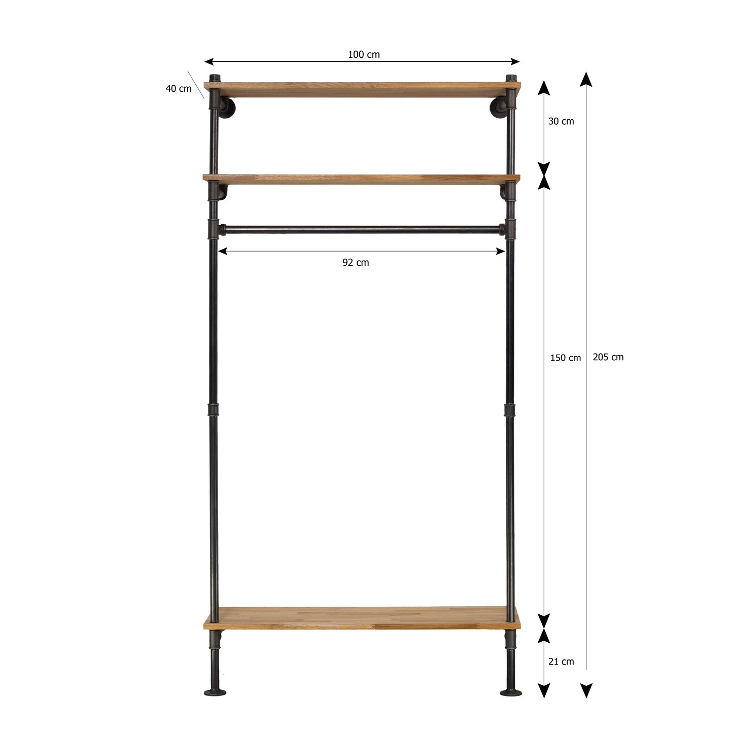 NINO Wandmontierte Garderobe mit Ablagefach