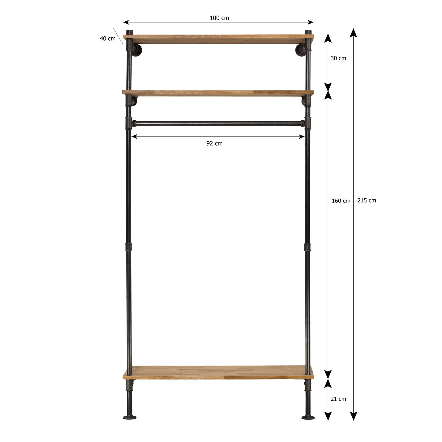 NINO Wandmontierte Garderobe mit Ablagefach