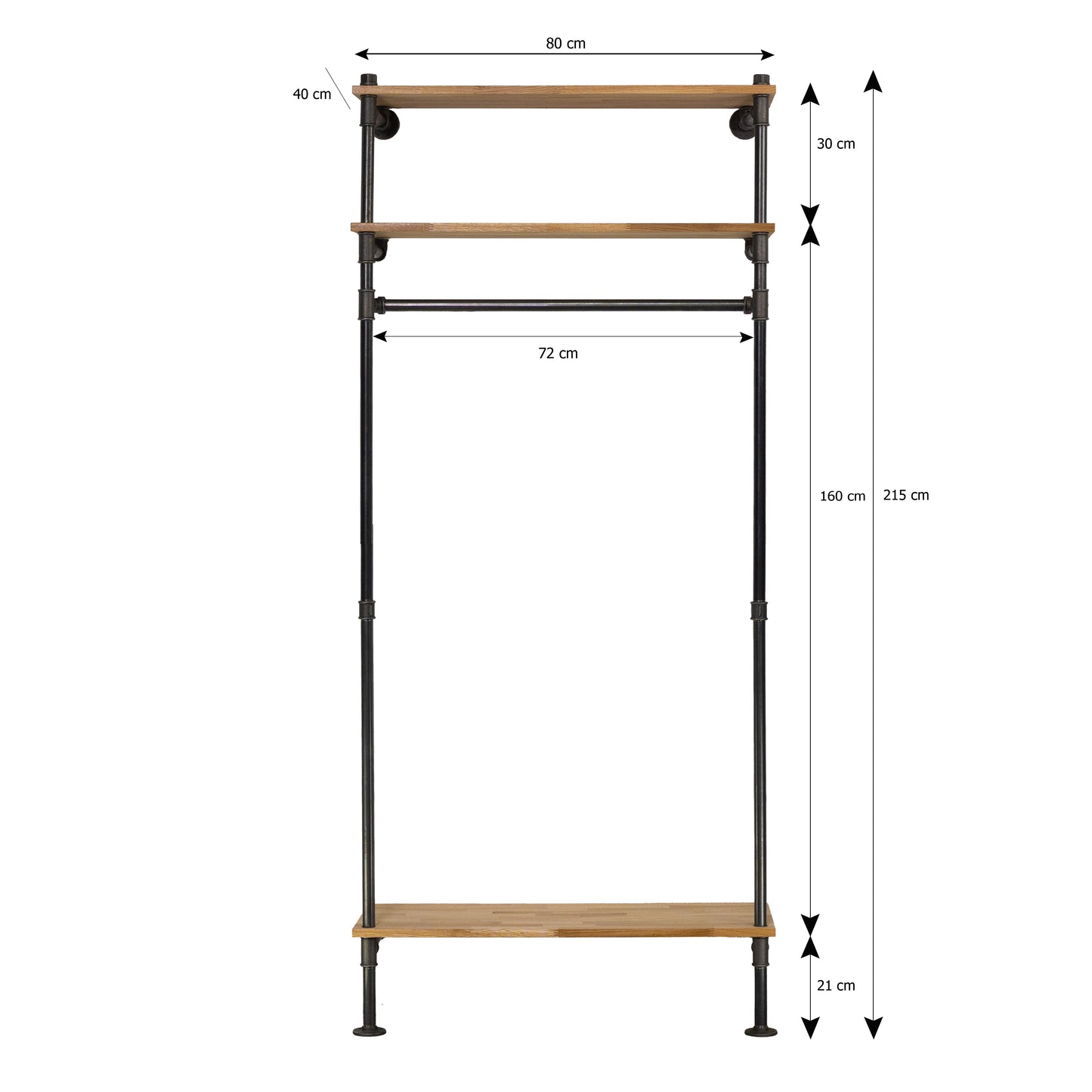 NINO Wandmontierte Garderobe mit Ablagefach